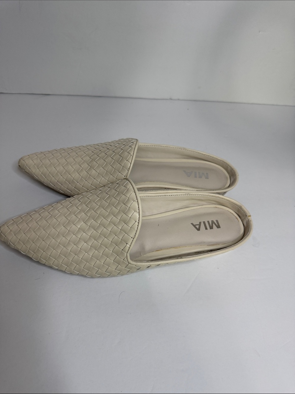 MIA Woven Pointed-Toe Slip-On Mules - Off-White - Picture 5 of 8